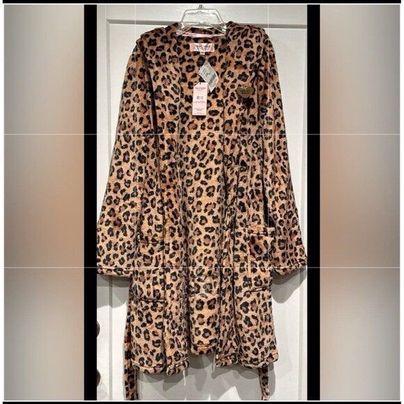 JUICY COUTURE Leopard Print Hooded Robe, L/XL - Picture 1 of 6